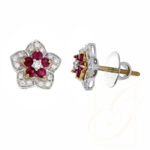 Crimson Blossom Star Studs