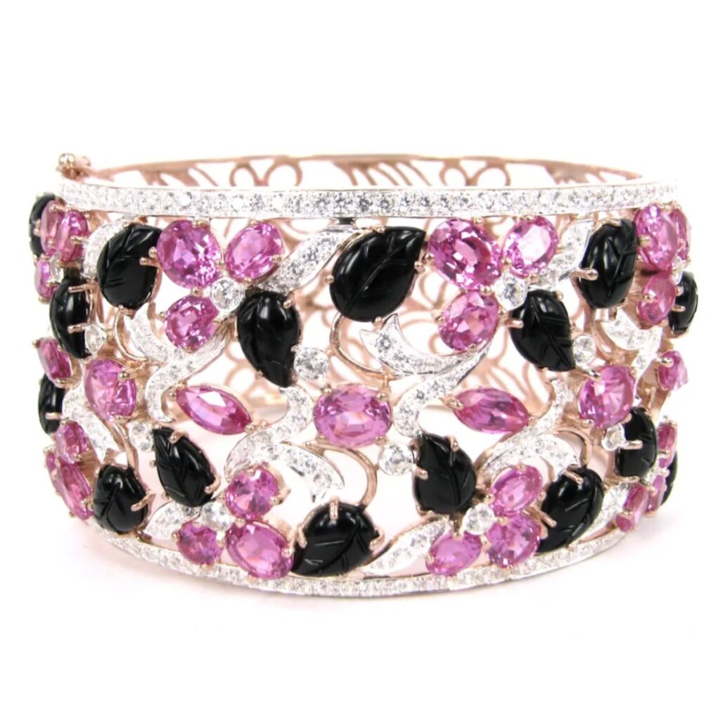 Pink & Noir Floral Symphony Bangle