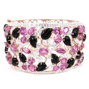 Pink & Noir Floral Symphony Bangle