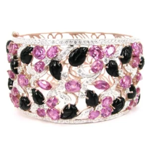 Pink & Noir Floral Symphony Bangle