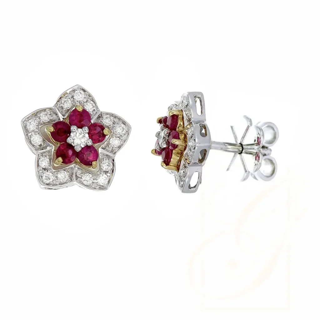 Crimson Blossom Star Studs