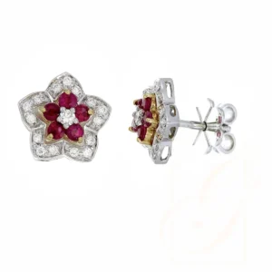 Crimson Blossom Star Studs