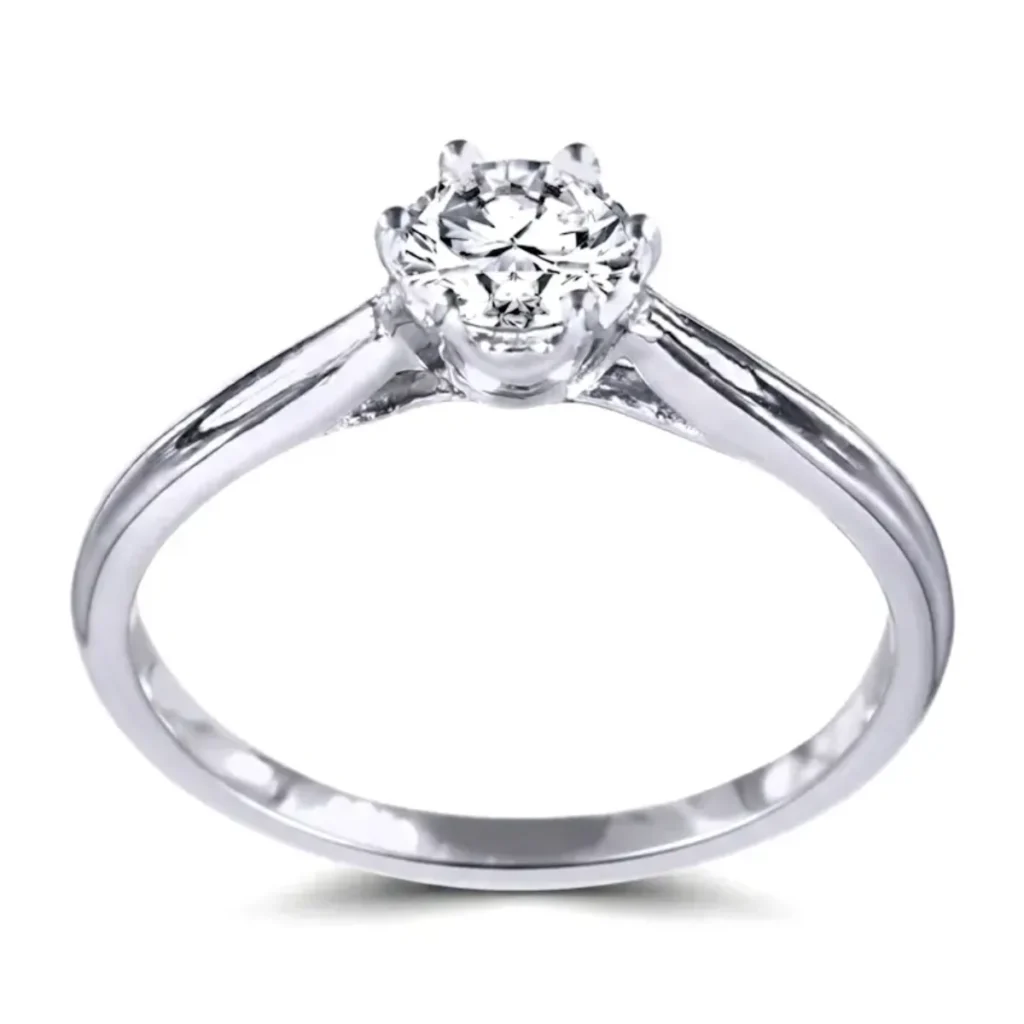Crown-Set Grooved Solitaire Ring