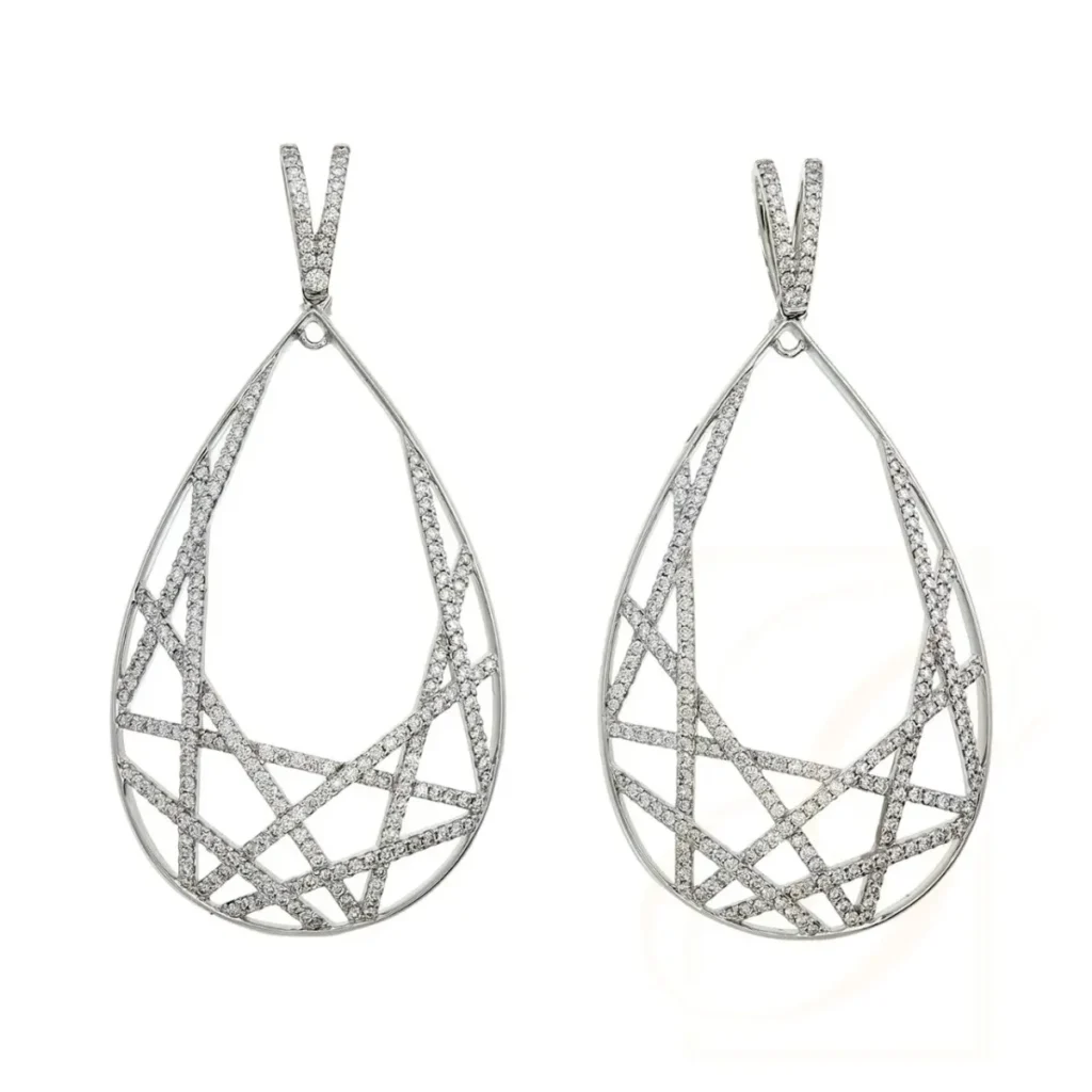 Geometric Web Tear-Drop Diamond Earrings
