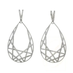 Geometric Web Tear-Drop Diamond Earrings
