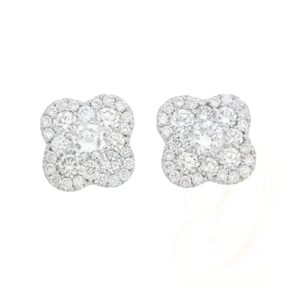 Radiant Four-Petal Floral Diamond Earrings