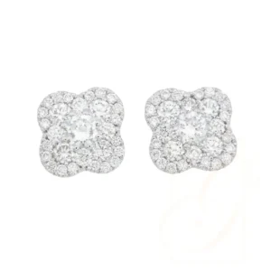 Radiant Four-Petal Floral Diamond Earrings