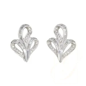 Swirl Baguette & Round Diamond Earrings