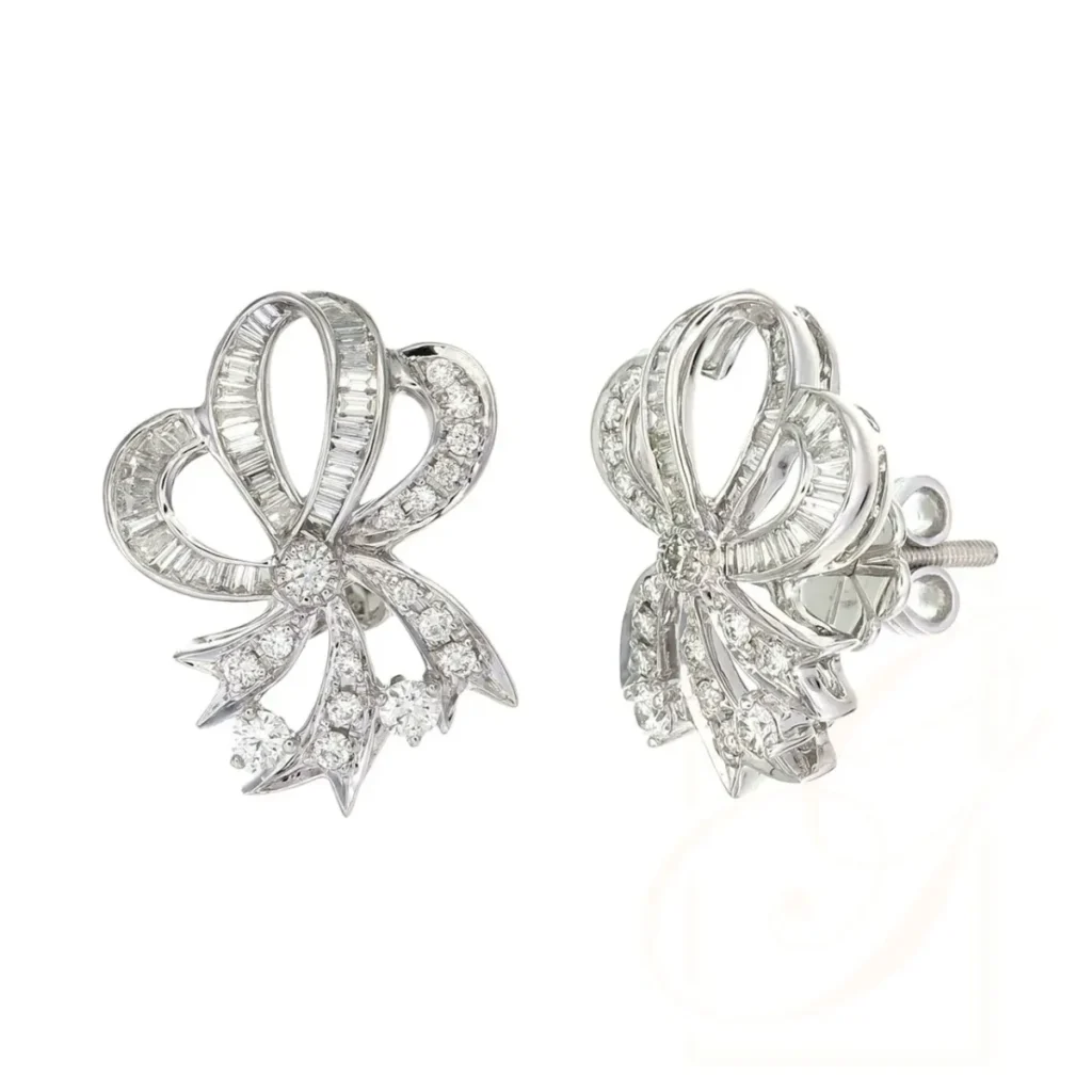 Dazzling Ribbon Bow Diamond Earrings