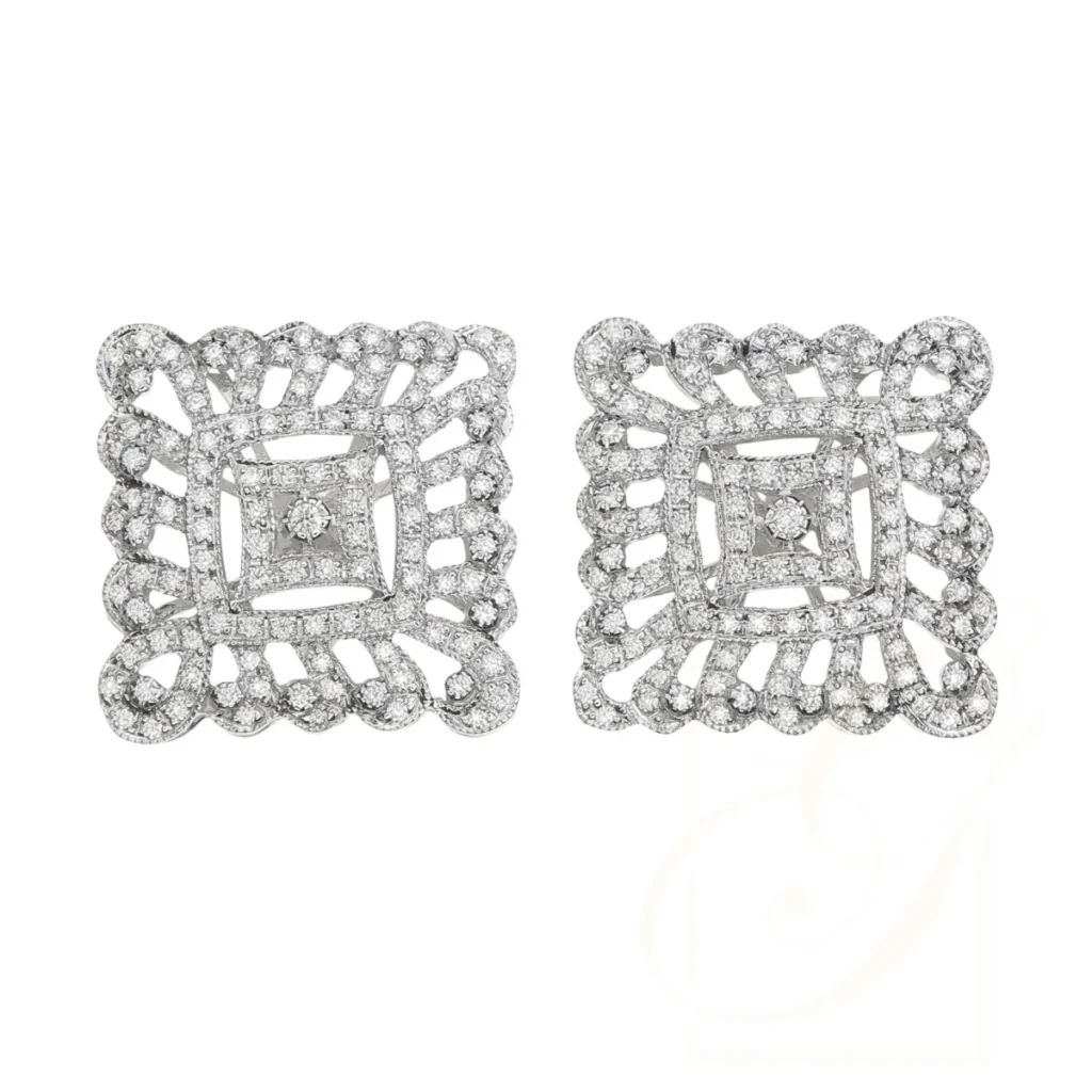 Vintage Square Openwork Diamond Earrings