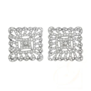 Vintage Square Openwork Diamond Earrings