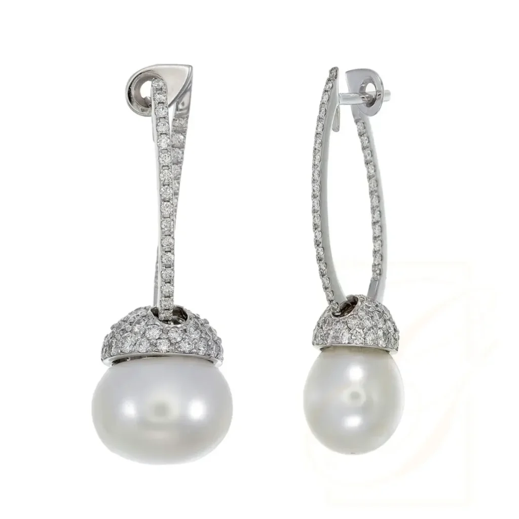Pearl & Diamond Cap Drop Earrings — GOLD JEWELRY FACTORY CO.,LTD.